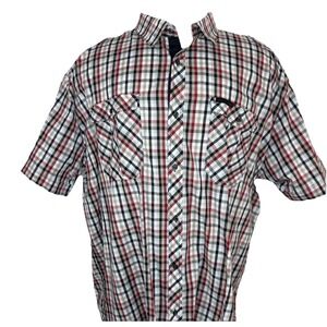 Sean John Men's 4XB Shirt Plaid Short Sleeve Button Up Red Black Big & Tall Y2K